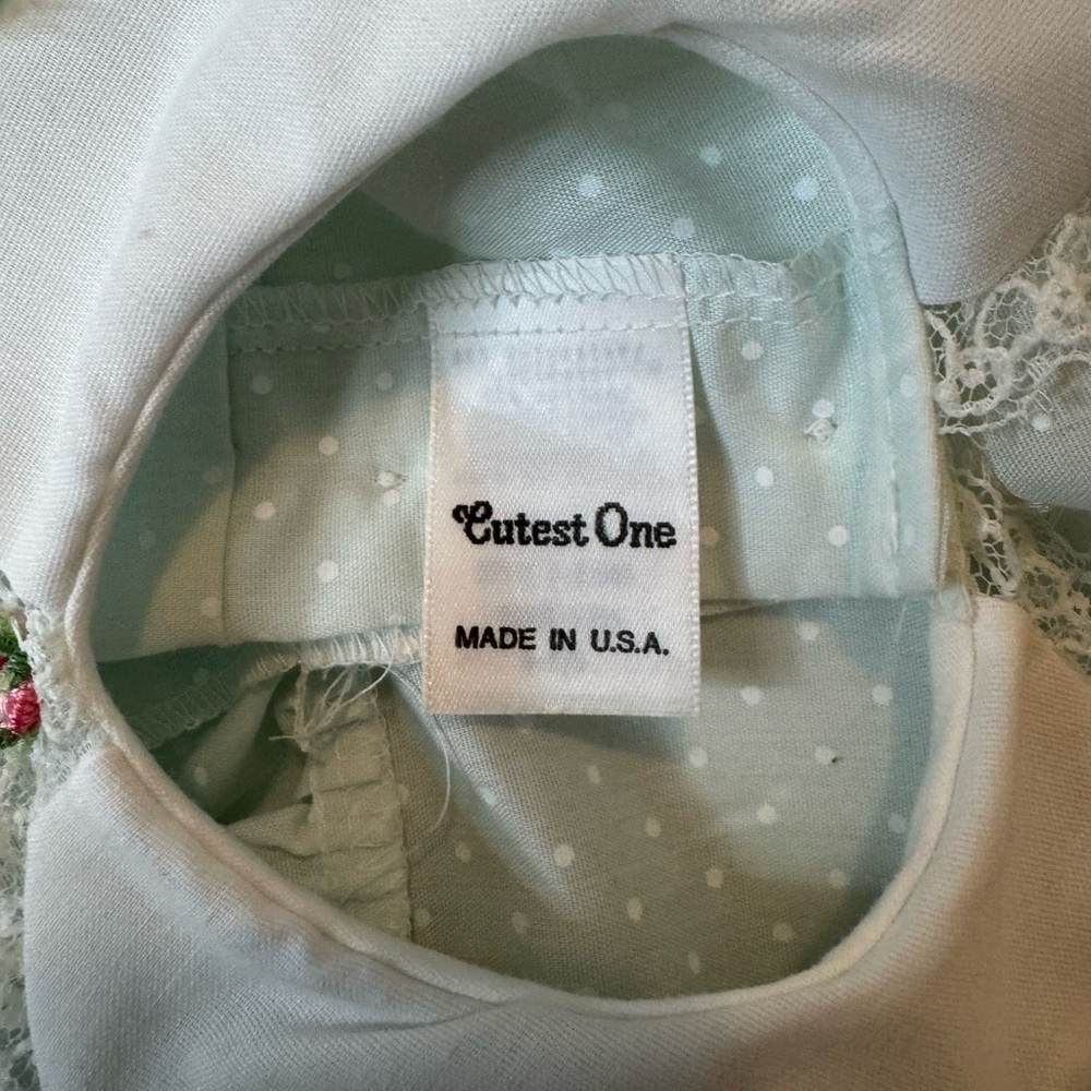 Cutest One  Heirloom Peter Pan Collar Baby Girl Dress and bloomers  6-9m - Picture 3 of 4